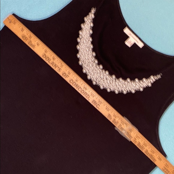 JM COLLECTION pearl embellished ribbed tank top black stretchy soft NEW size XL - Picture 7 of 8